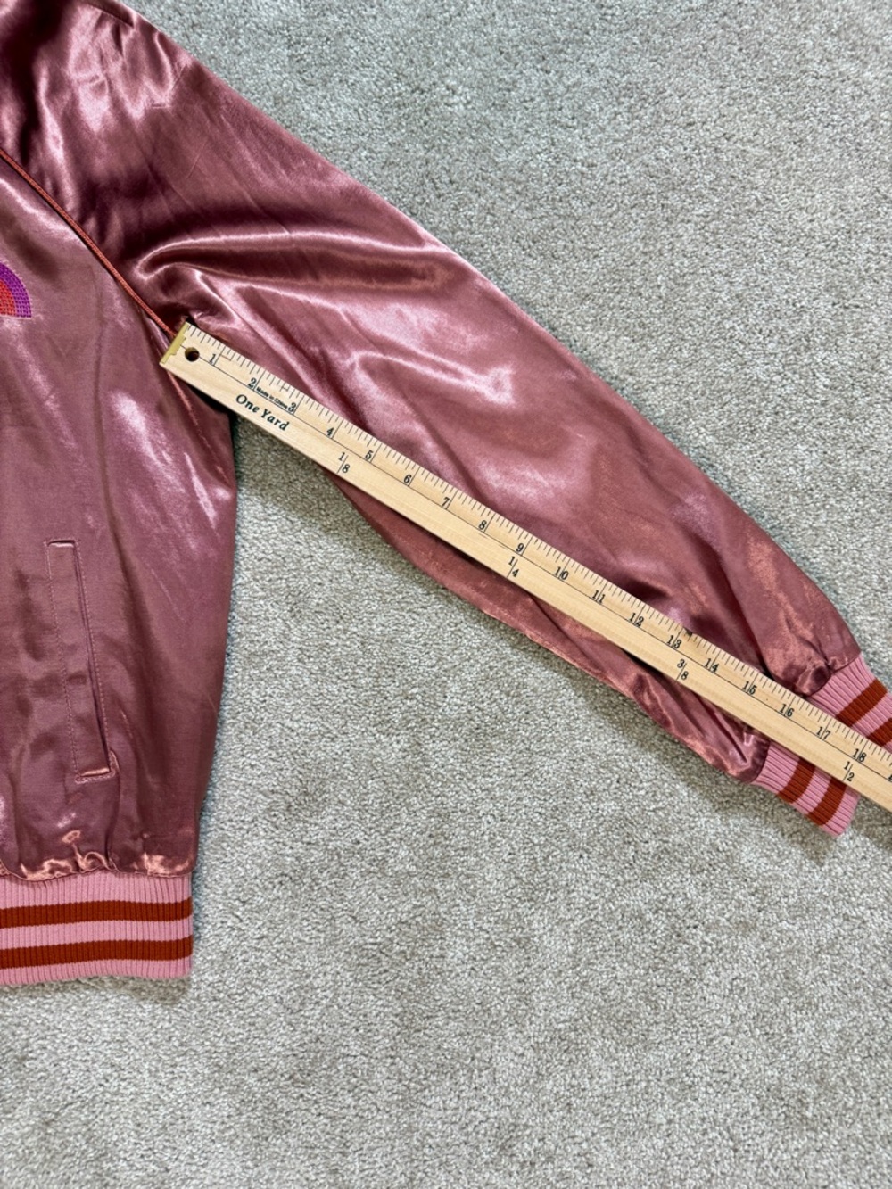 MOTHER “Sunshine City” Satin Letterman Bomber Jacket | size Small | EUC - Picture 9 of 16